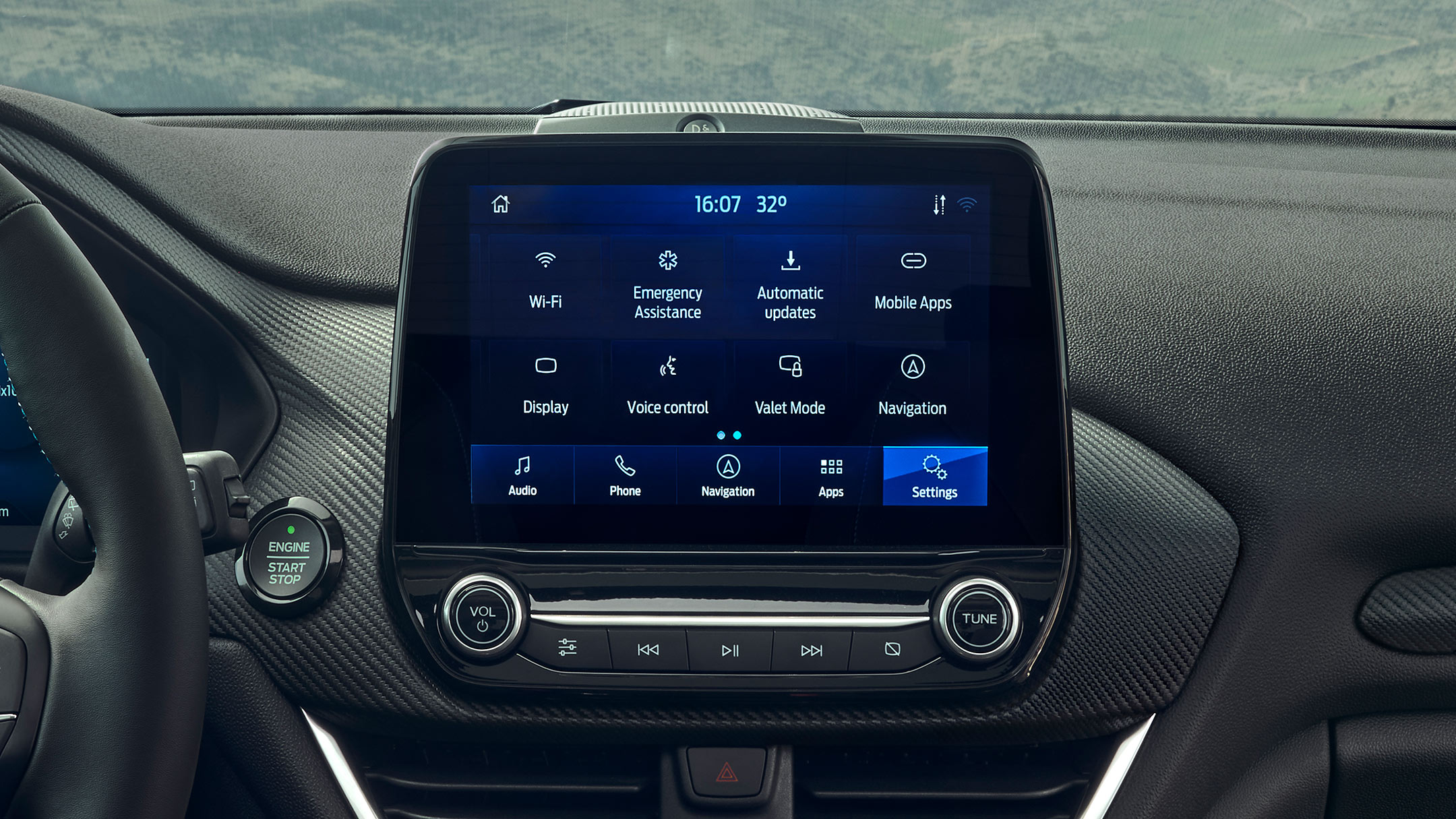 Ford Fiesta ST. Vue détaillée de l’écran tactile avec Ford SYNC 3 actif.