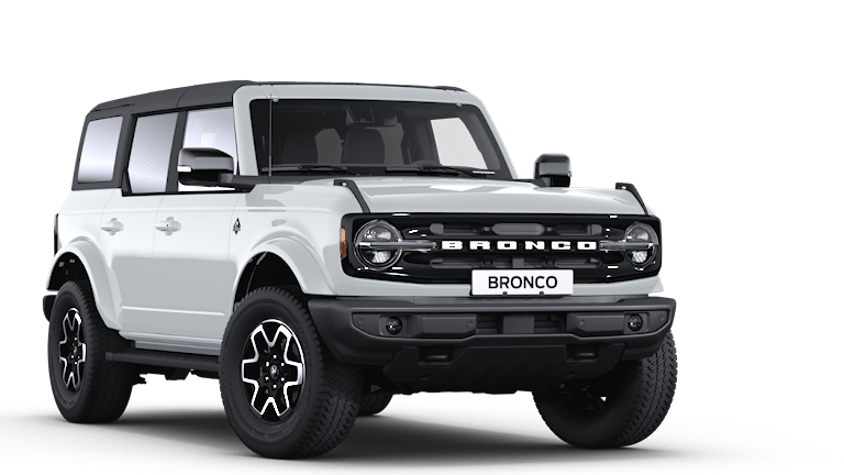 Ford Bronco blanc, vue de trois quarts avant