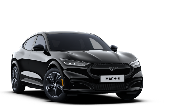 Ford Mustang Mach-E noir, vue de trois quarts avant