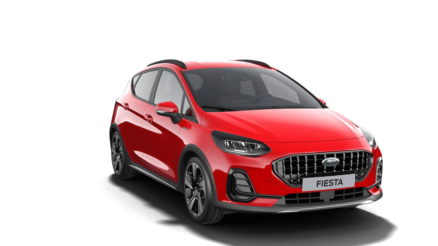 Ford Fiesta Active X couleur rouge, vue de face aux trois quarts