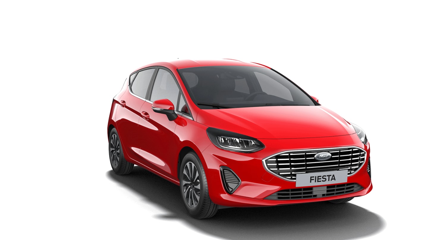 Ford Fiesta Titanium X couleur rouge, vue de face aux trois quarts