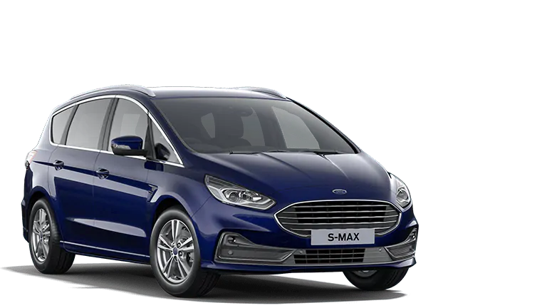 Ford S-MAX bleu, vue de trois quarts avant