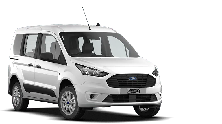 Ford Tourneo Connect blanc, vue de trois quarts avant