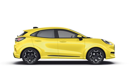 Un Ford Puma Gen-E jaune.