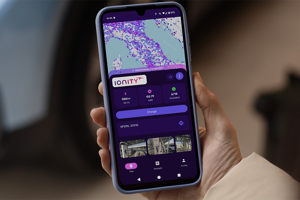 A smartphone displaying the Octopus Electroverse app with charging points.