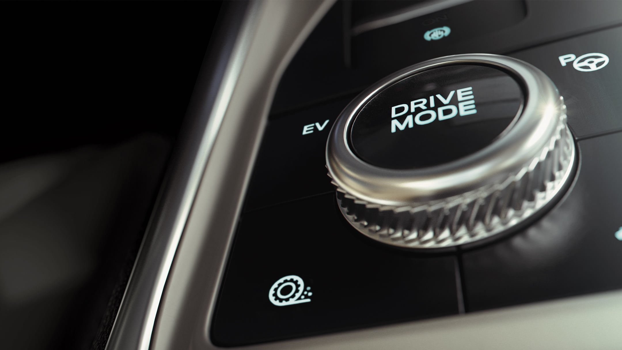 Ford Explorer Plug-In Hybrid. Vue détaillée du bouton de sélection du mode de conduite 