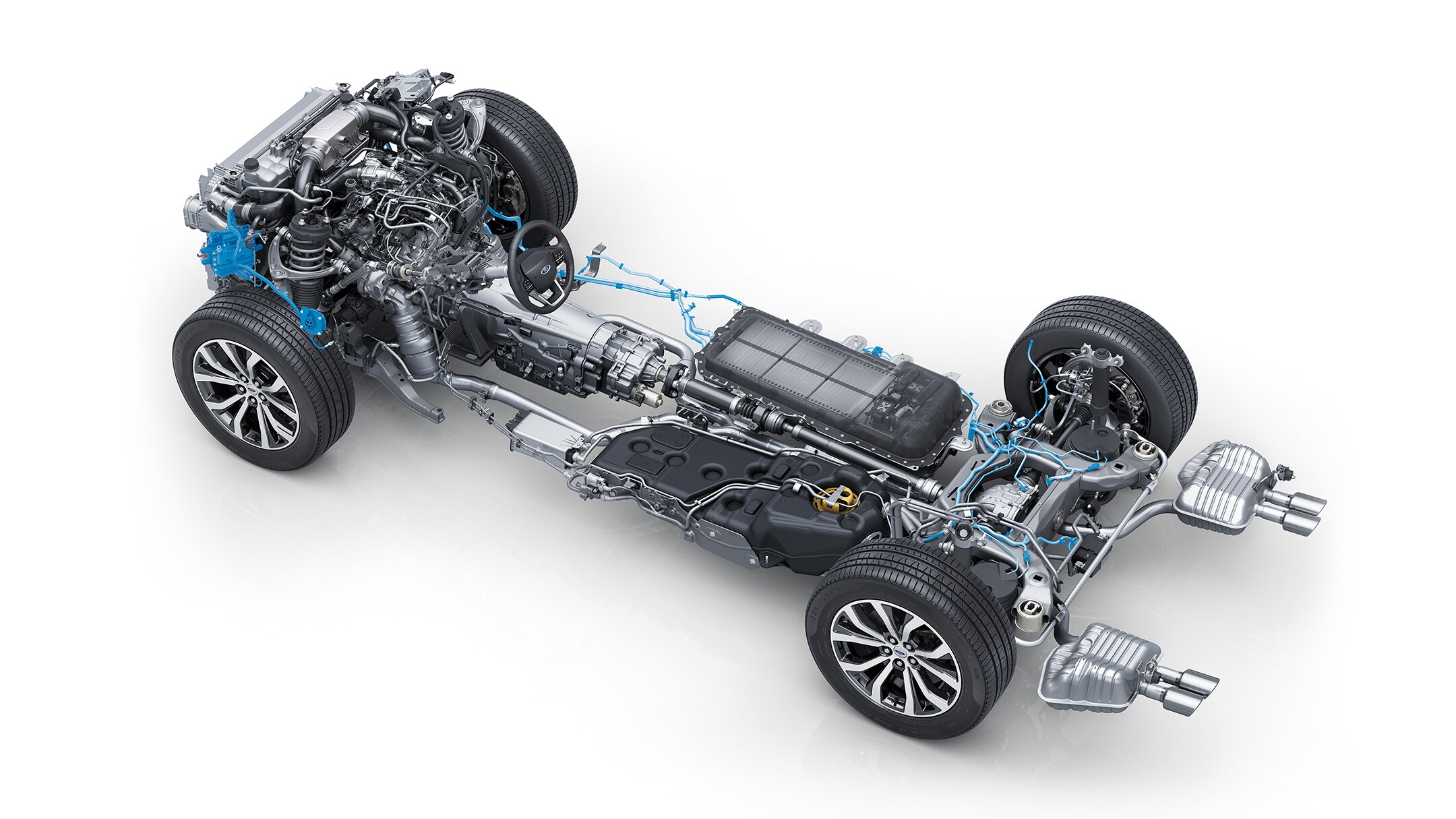 Ford Explorer Plug-In Hybrid. Illustration de la technologie hybride rechargeable 