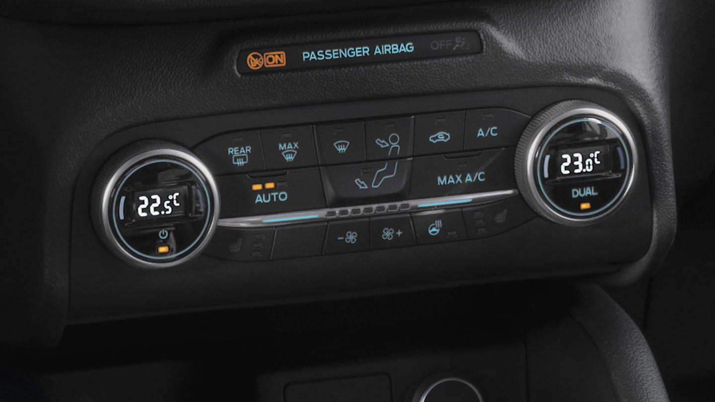 Close up of the Ford Kuga air con control panel