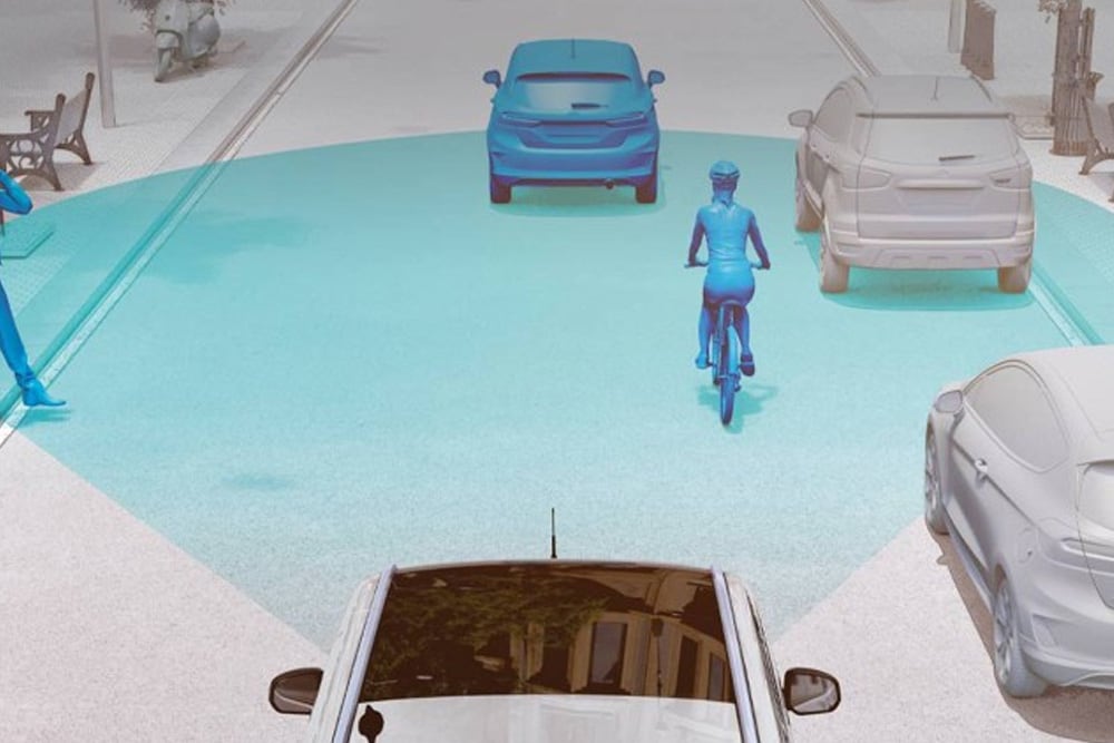 Graphique montrant le système d'aide à la pré-collision en fonctionnement.