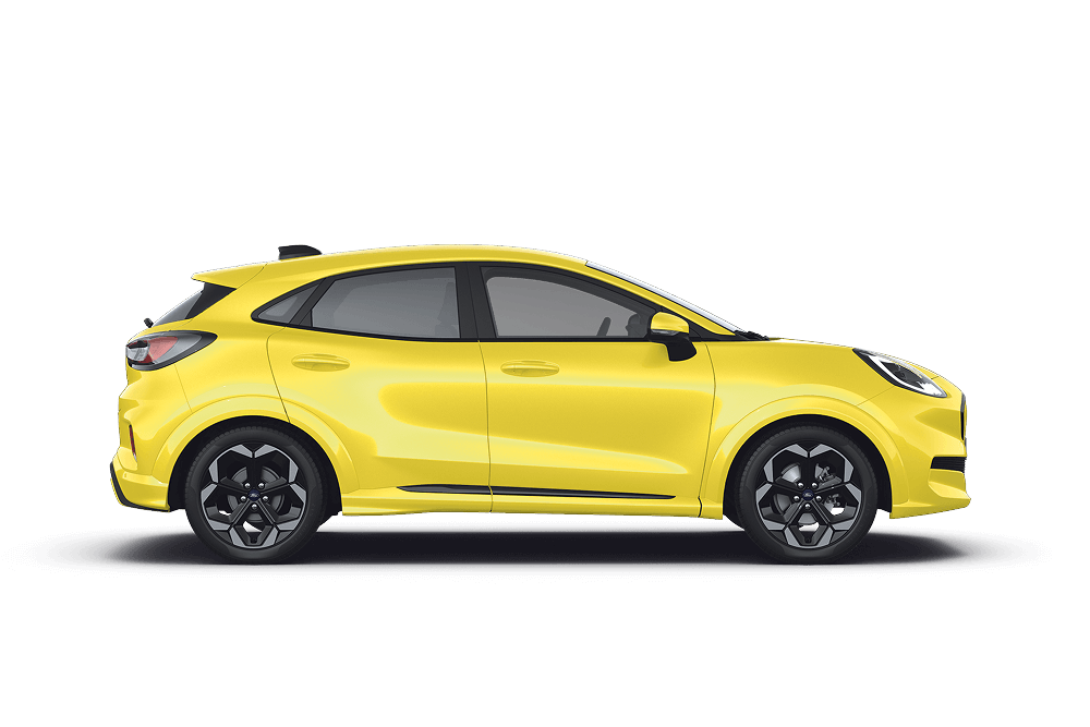 Ford Puma Gen-E jaune, faisant partie de la gamme SUV Ford.