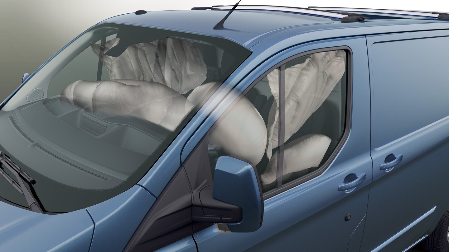 Ford Transit Custom couleur bleue, vue détaillée des airbags