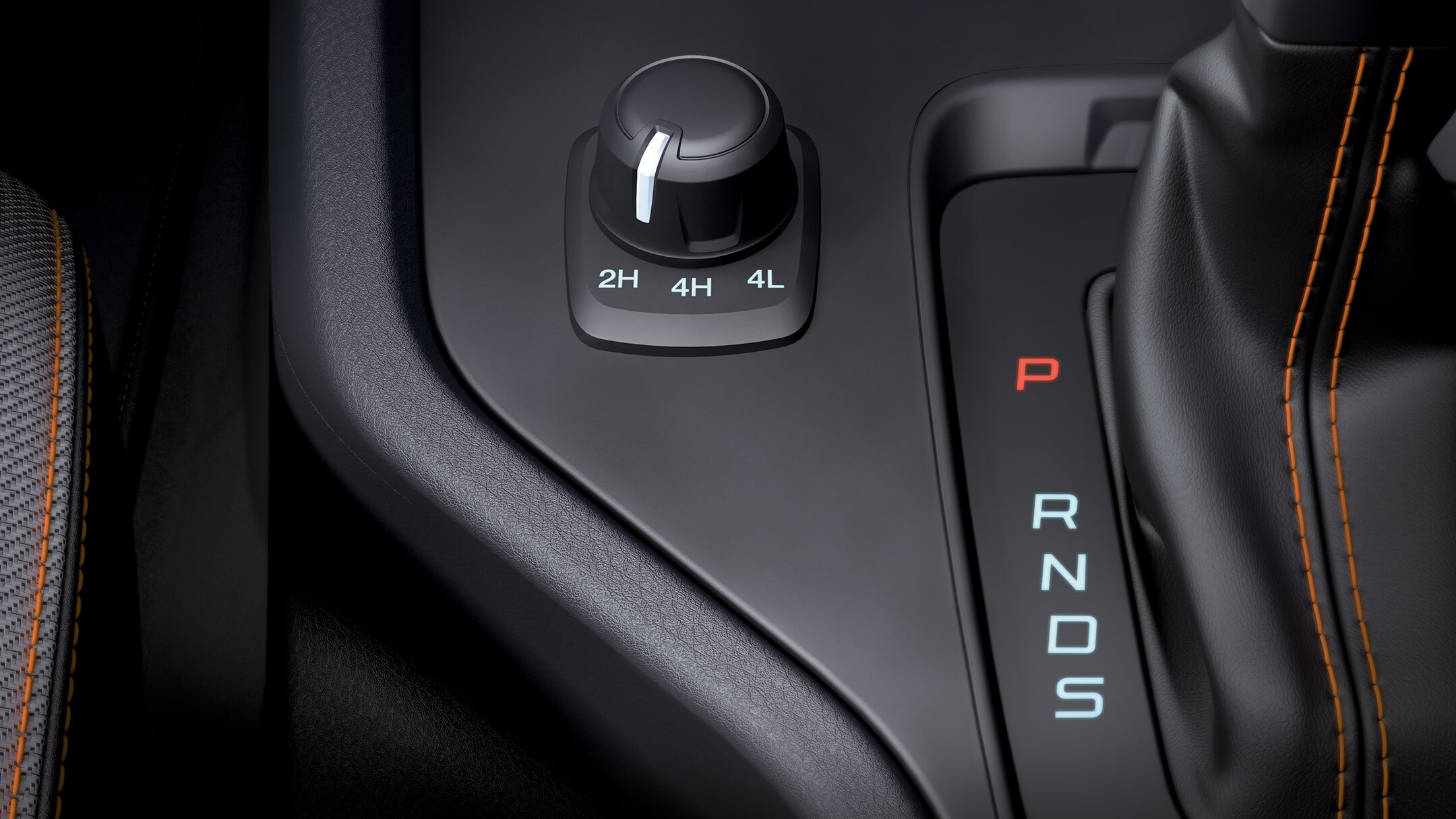 Habitacle du Ford Ranger, vue détaillée de la boîte automatique