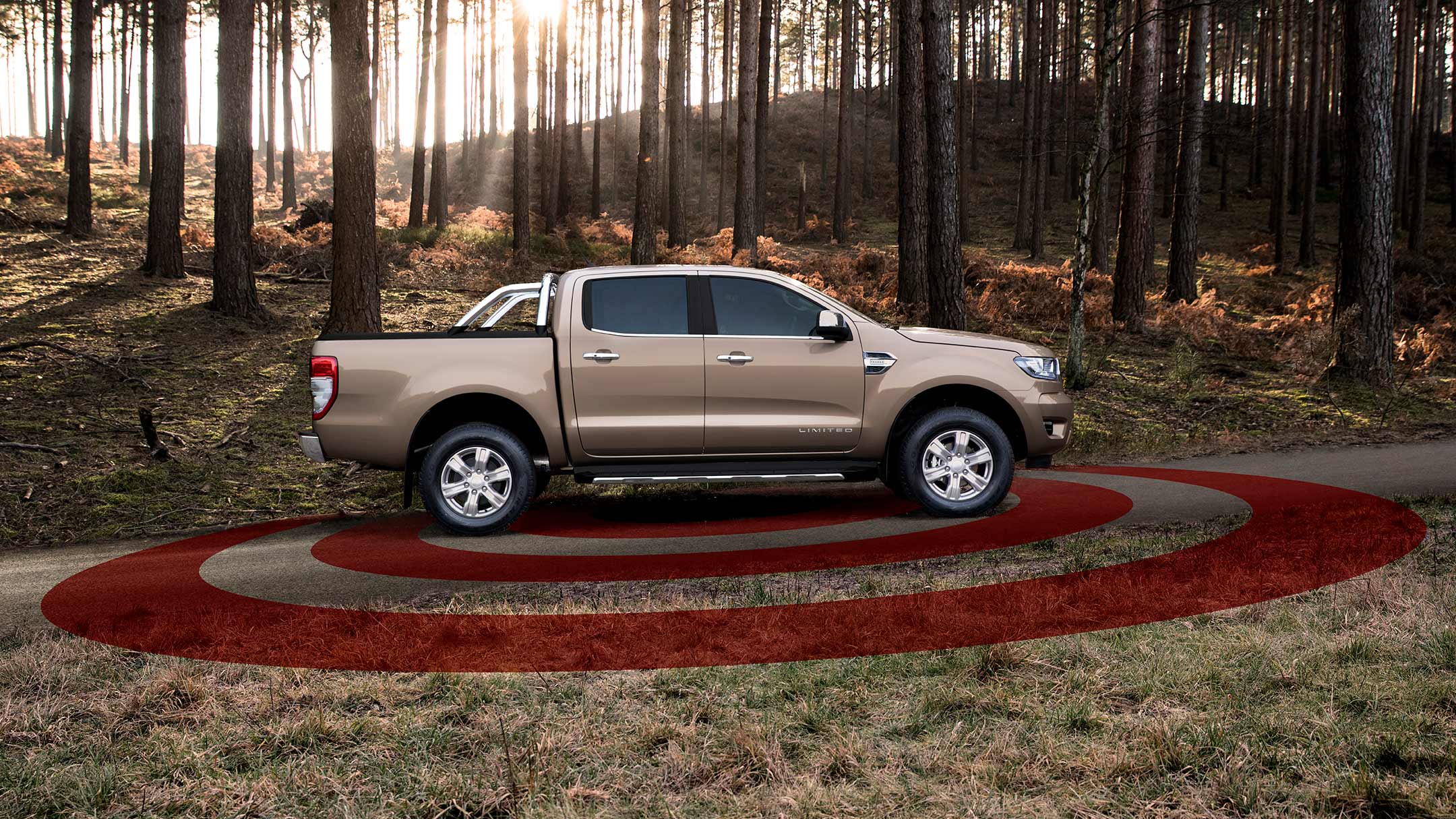 Ford Ranger couleur champagne, illustration de l’alarme antivol