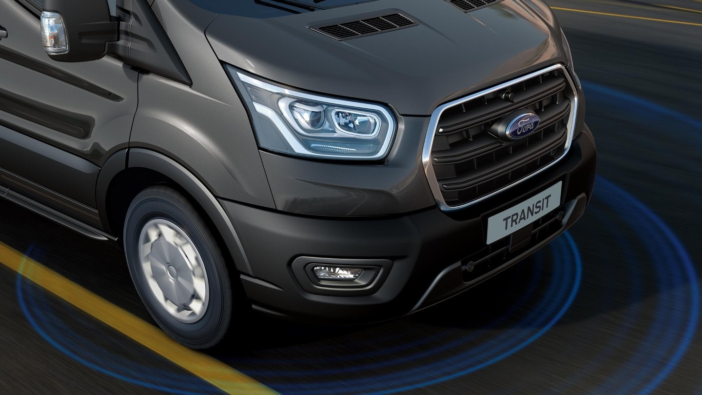 Ford Transit anthracite, illustration de l’aide au maintien dans la voie