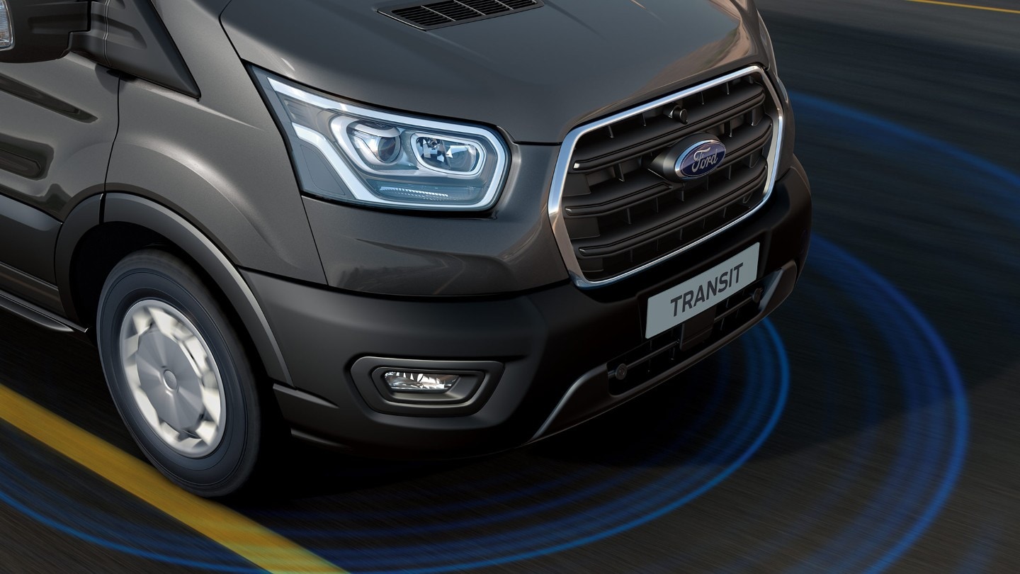 Ford Transit anthracite, illustration de l’aide au maintien dans la voie