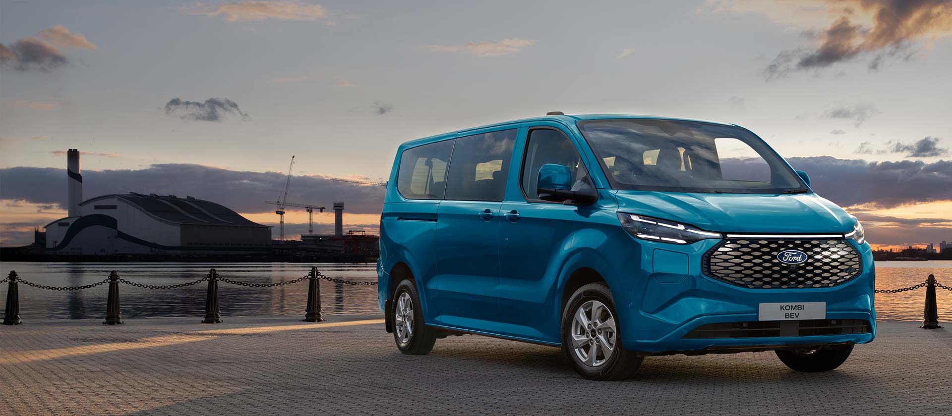 Blue Ford Transit Custom Kombi PHEV
