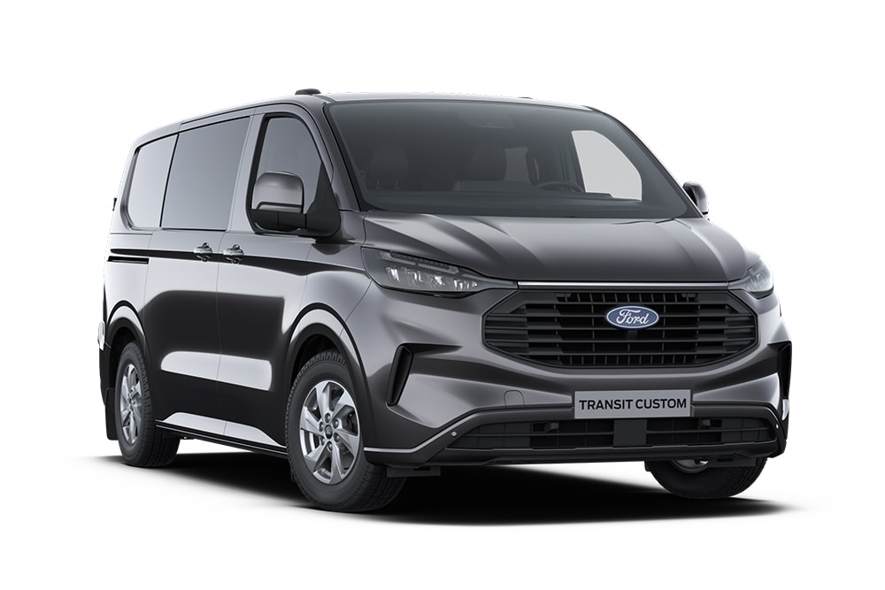 Ford Transit Custom Double Cabine-in-Van Limited gris foncé.