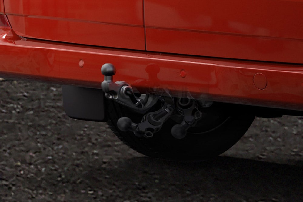Vue détaillée du crochet d'attelage du tout nouveau Ford Transit Connect