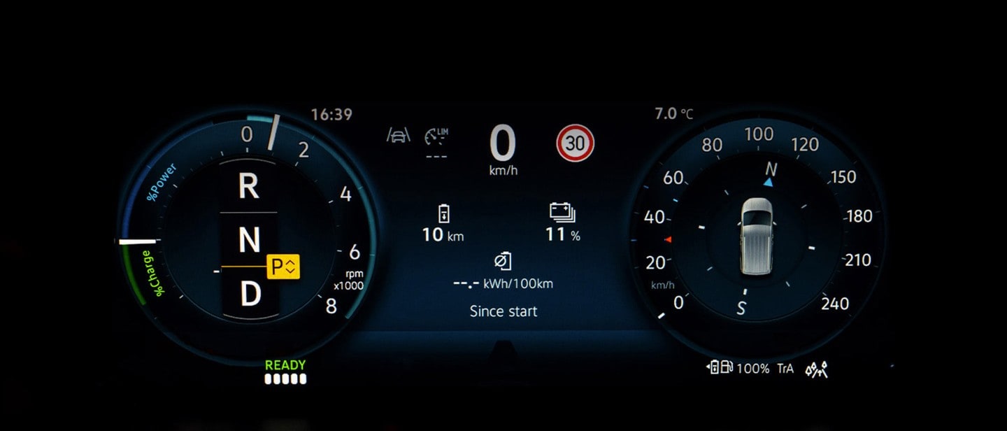 Écran d’aperçu du combiné d’instruments numérique du Ford Transit Connect.
