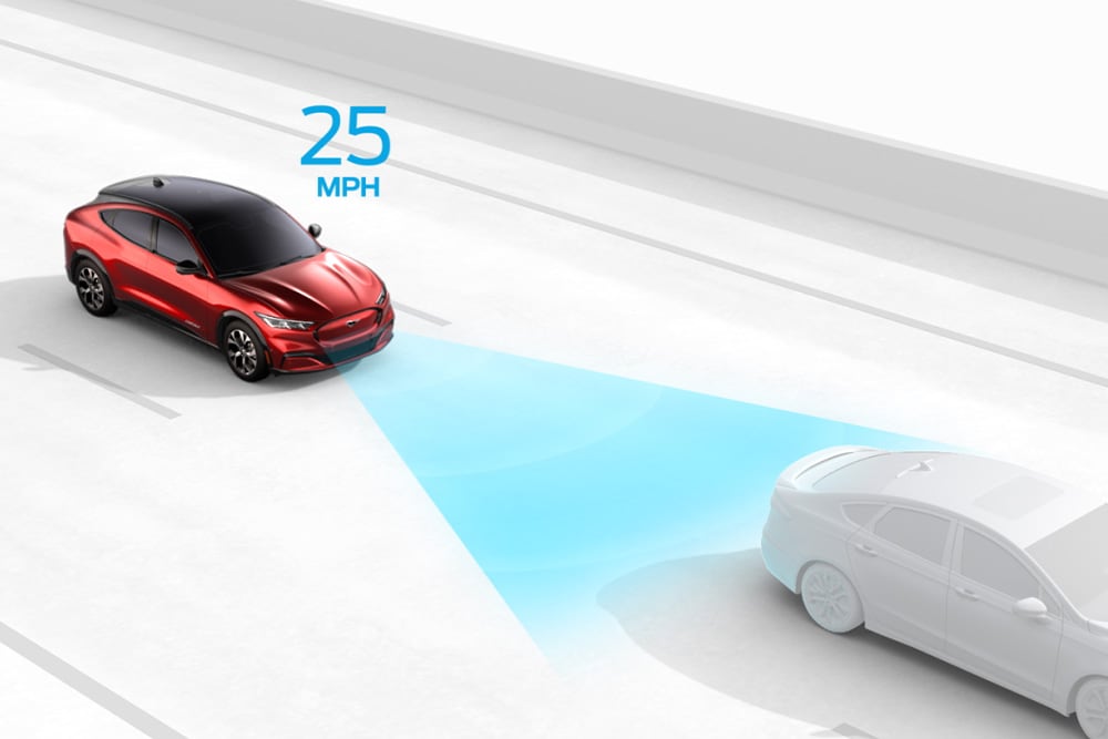 Schéma illustrant l'assistance intelligente à la vitesse sur un véhicule Ford.