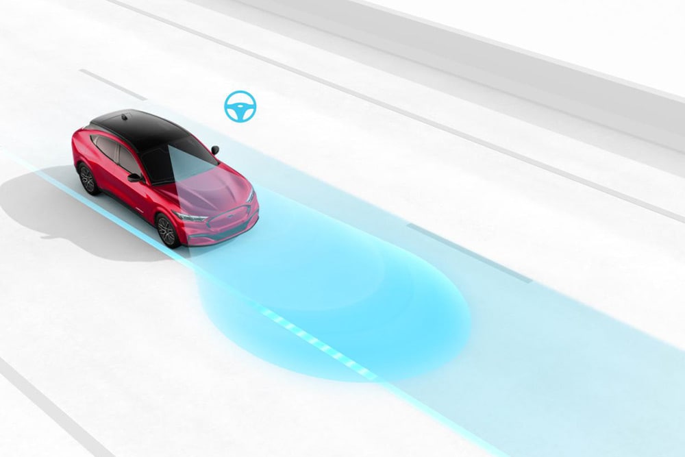 Schéma illustrant le système de maintien de la trajectoire sur un véhicule Ford.