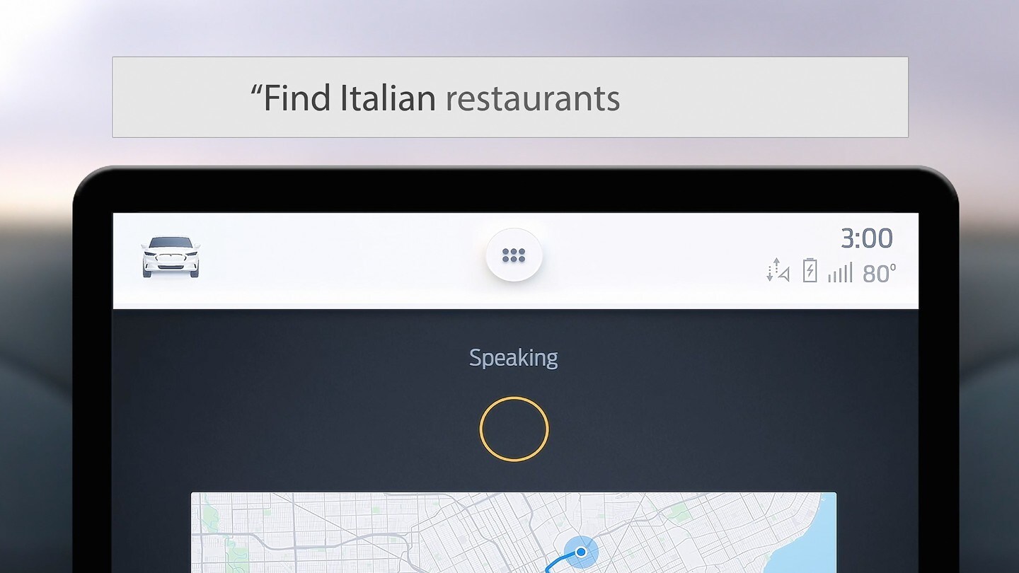 Affichage de la commande vocale sur un écran tactile Ford SYNC 4