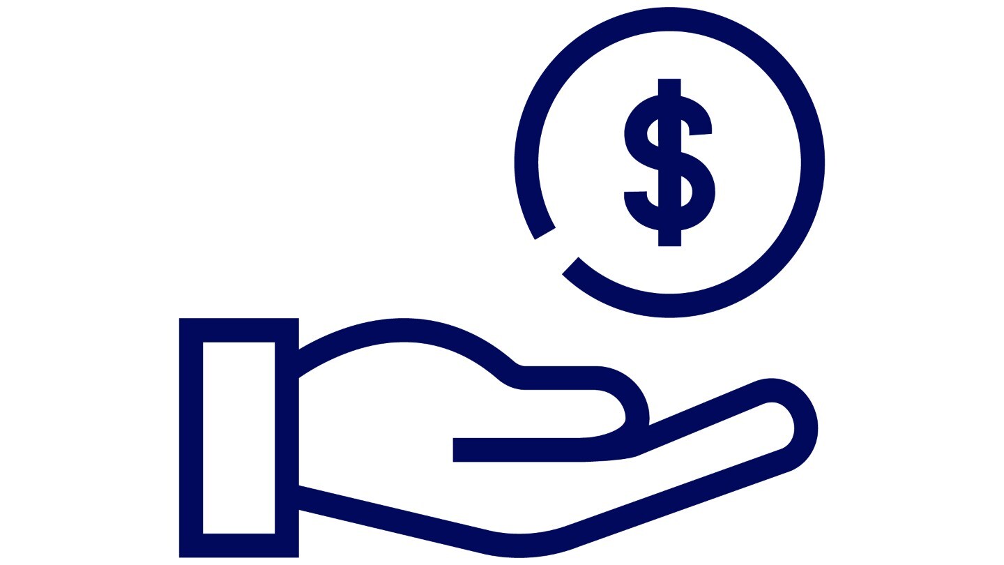 Symbole représentant une main tenant un dollar, muni de l’inscription «Valeur»